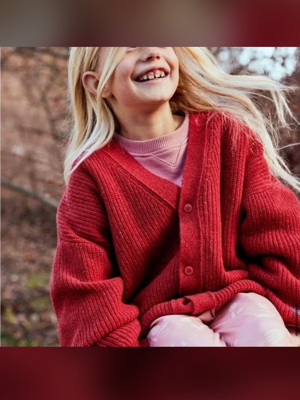 NWT The Sunday Collective Wool Confetti Red Cardigan